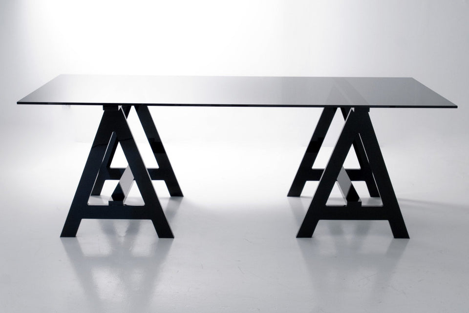 Alexandra Von Furstenberg Black Acrylic A-Frame Modern Luxury Desk or Dining Table