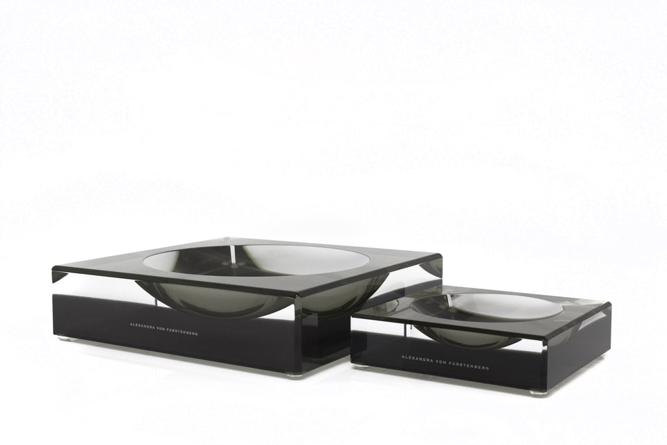 Alexandra Von Furstenberg Acrylic Luxury Custom Candy bowl dish in slate grey