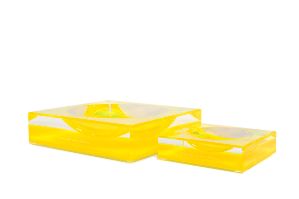 Alexandra Von Furstenberg Acrylic Luxury Custom Candy bowl dish in yellow