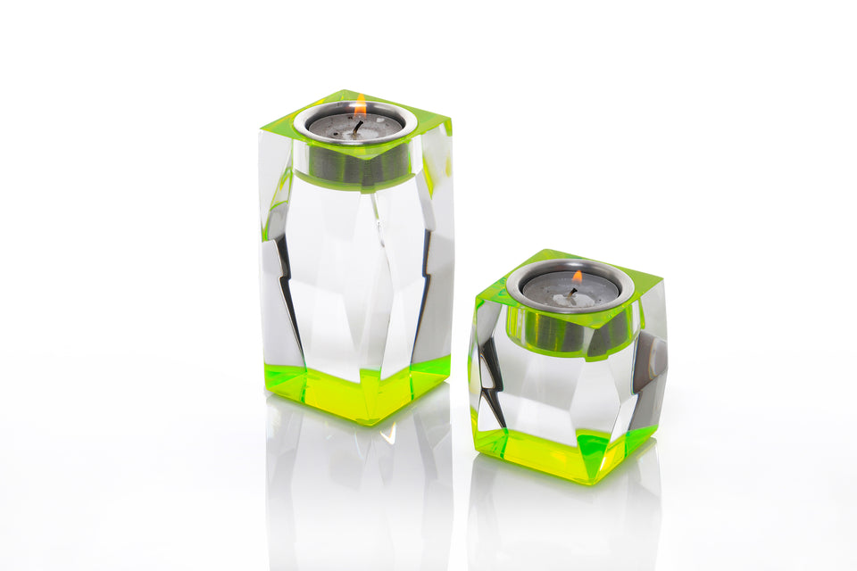 Alexandra Von Furstenberg Acrylic Lucite Votive Tea Light Candleholders in green