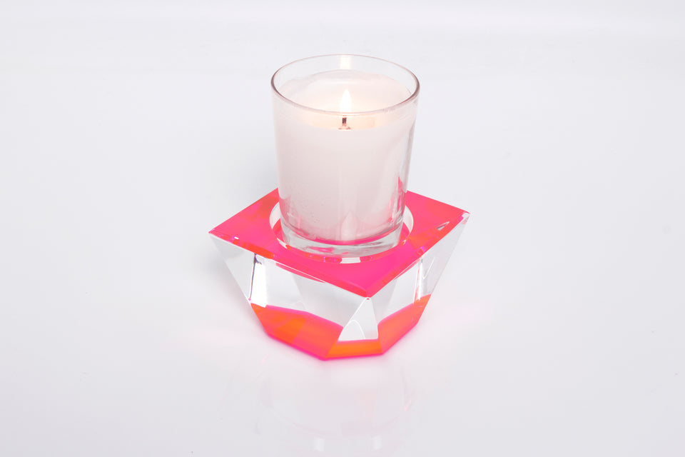 Alexandra Von Furstenberg Acrylic Lucite Votive Tea Light Candle pedestal in pink