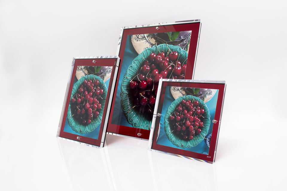 Alexandra Von Furstenberg Acrylic Snap Picture Frame in Ruby for home or office decor