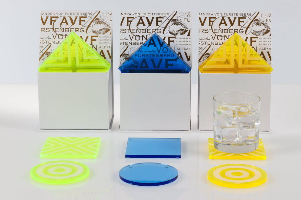 Chevron Coaster Set in Yellow