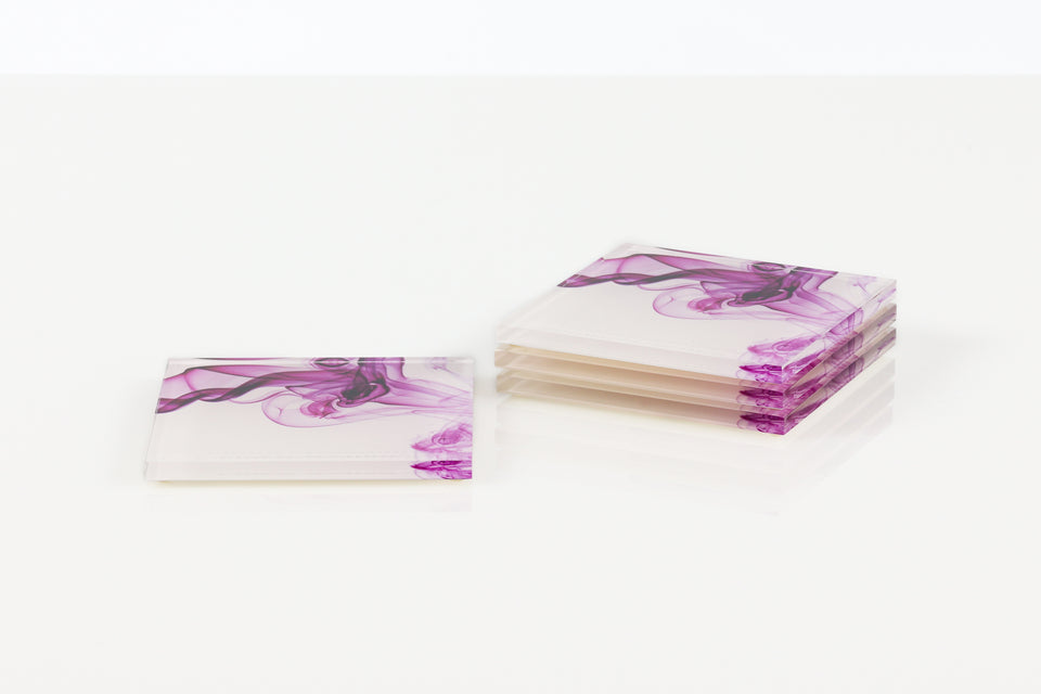 Coaster Set in Magenta Smoke
