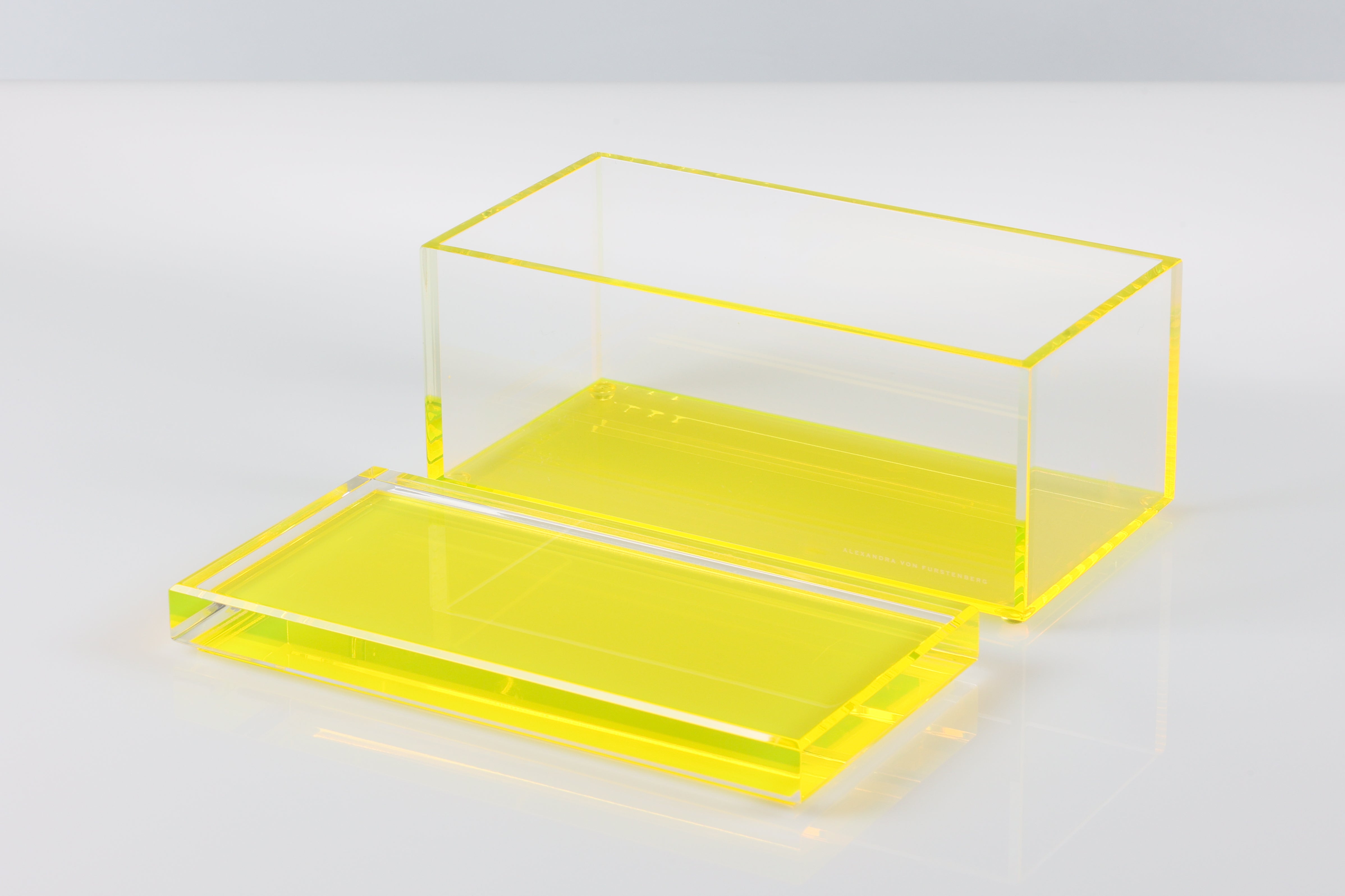 AVF Acrylic Treasure Box in Yellow | Lucite Storage Box Organizer