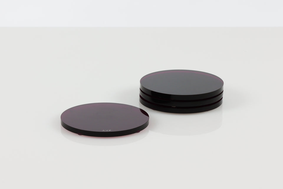 Set of 4 acrylic Alexandra von furstenberg amethyst circular coasters. set of 4. 