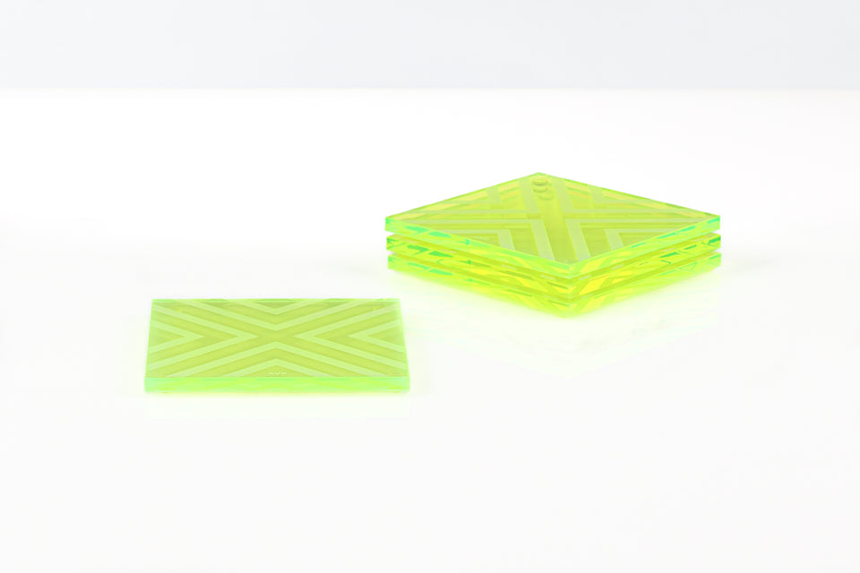 Chevron Coaster Set in Green