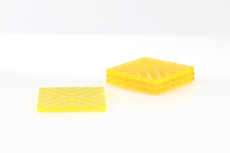 Chevron Coaster Set in Yellow