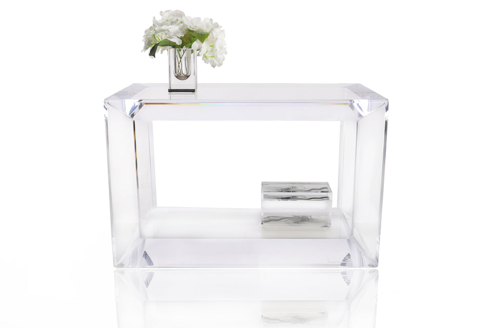 Emerald Cut Side Table in Clear