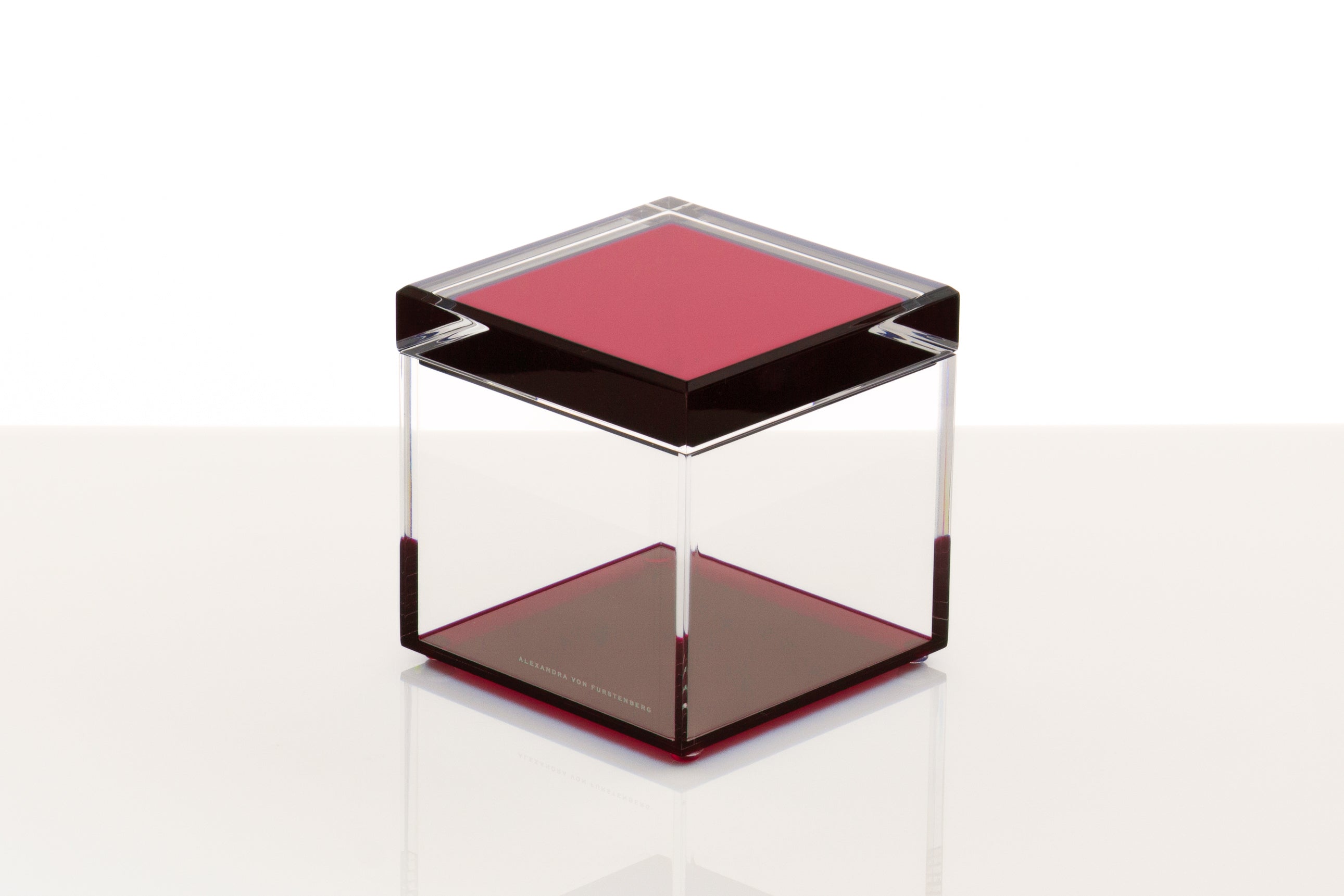 AVF Home Acrylic Cube Treasure Box Ruby | Luxury Lucite Decor Storage