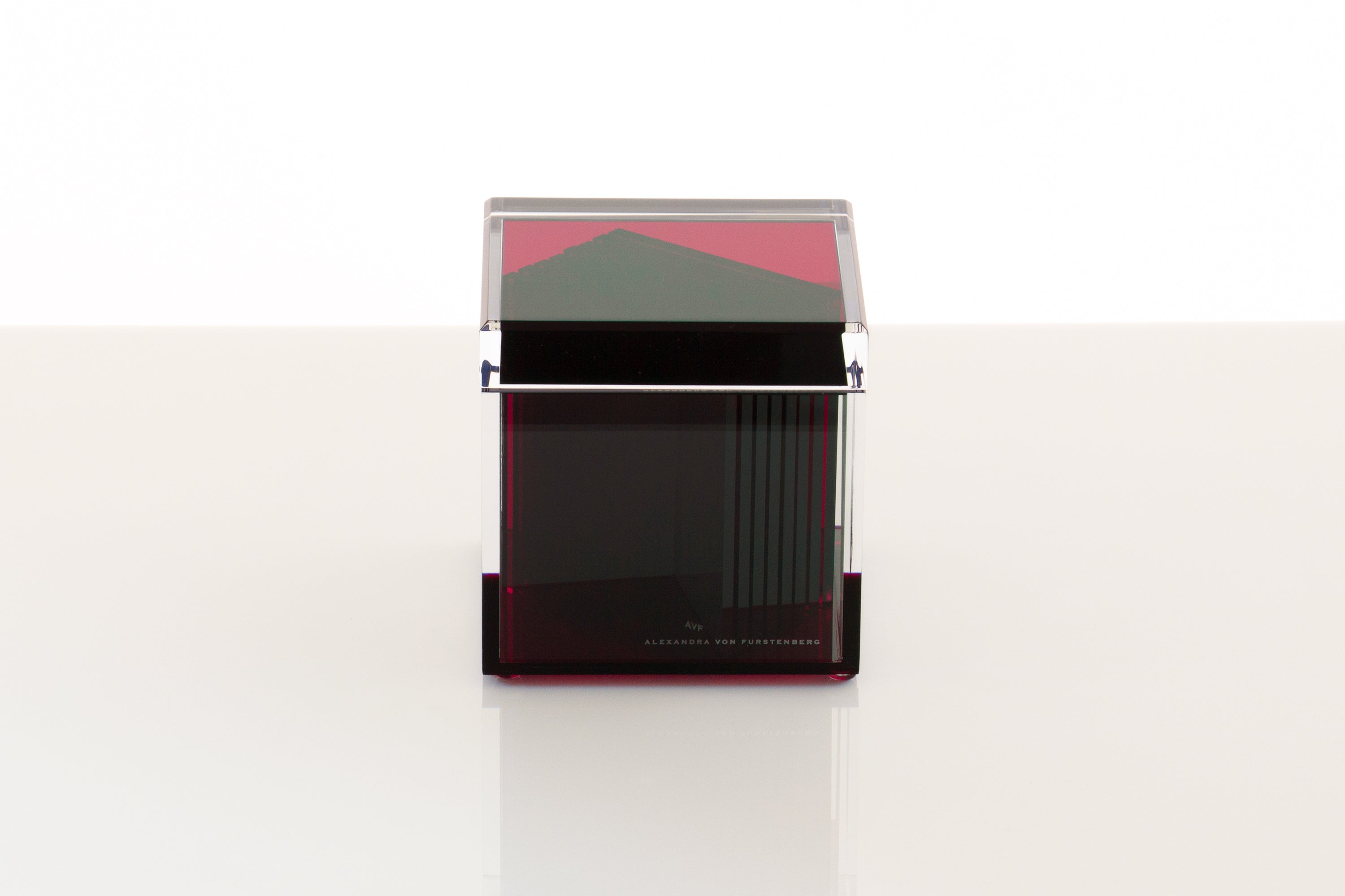 AVF Home Acrylic Cube Treasure Box Ruby | Luxury Lucite Decor Storage