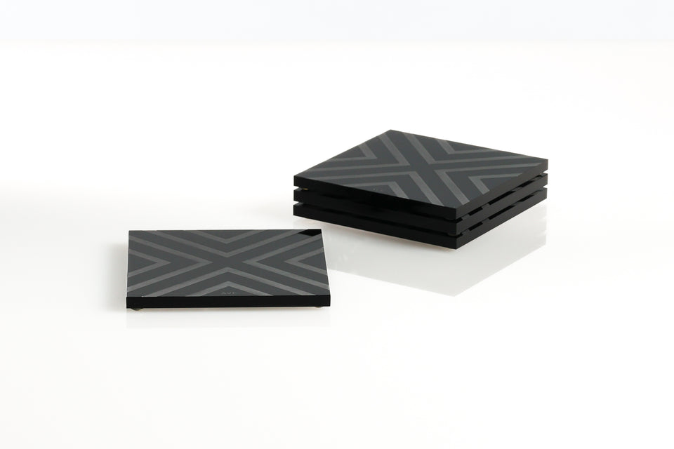 Chevron Coaster Set in Black