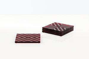 Chevron Coaster Set in Ruby