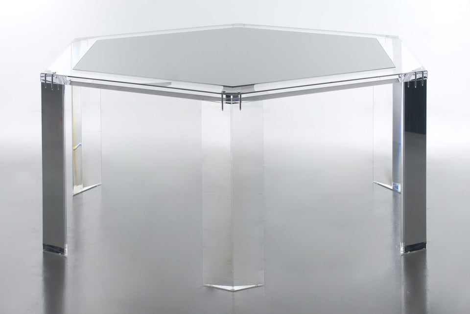 Alexandra Von Furstenberg hexagon clear acrylic dining table or playing card table