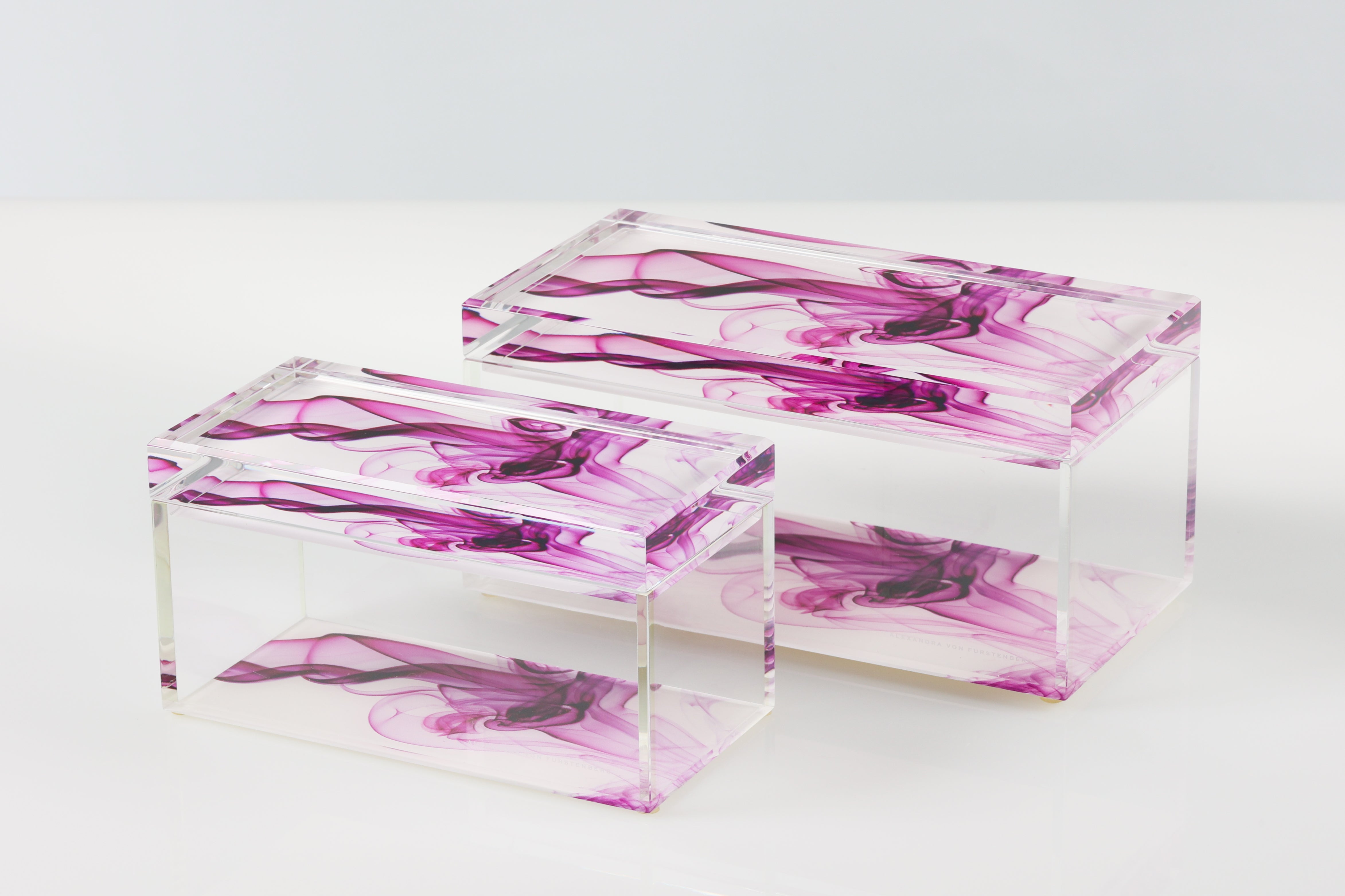 AVF Acrylic Treasure Box in Magenta Smoke | Lucite Storage Organizer