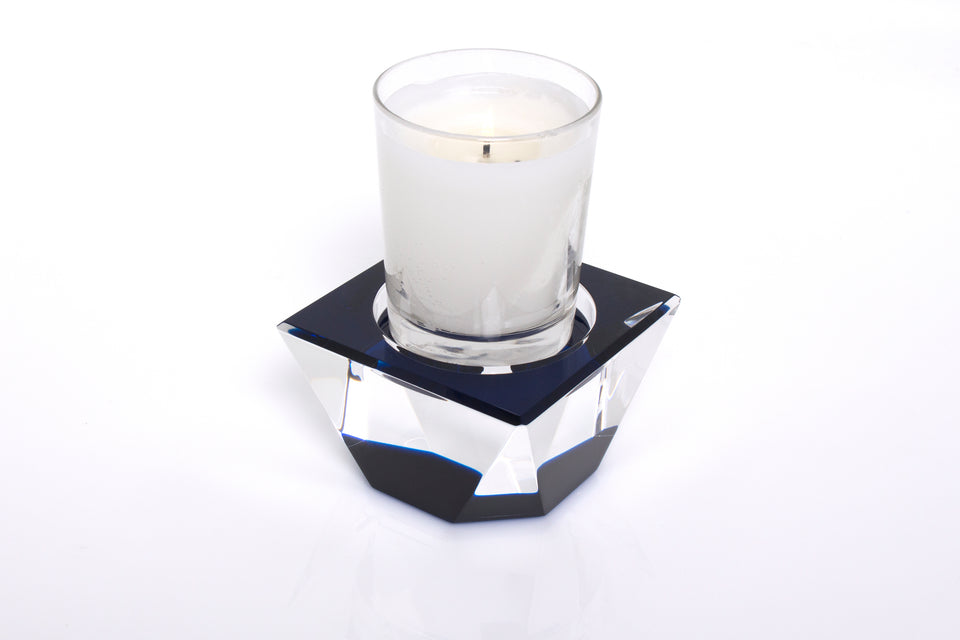Alexandra Von Furstenberg Acrylic Lucite Votive Tea Light Candle pedestal in Sapphire blue.