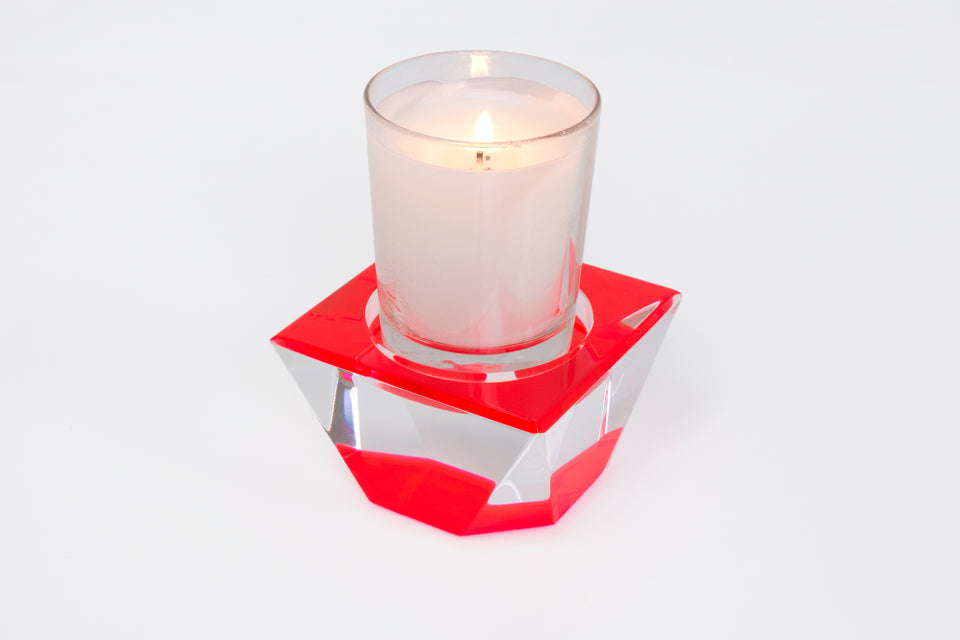 Alexandra Von Furstenberg Acrylic Lucite Votive Tea Light Candle pedestal in red