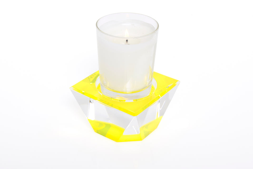 Alexandra Von Furstenberg Acrylic Lucite Votive Tea Light Candle pedestal in yellow