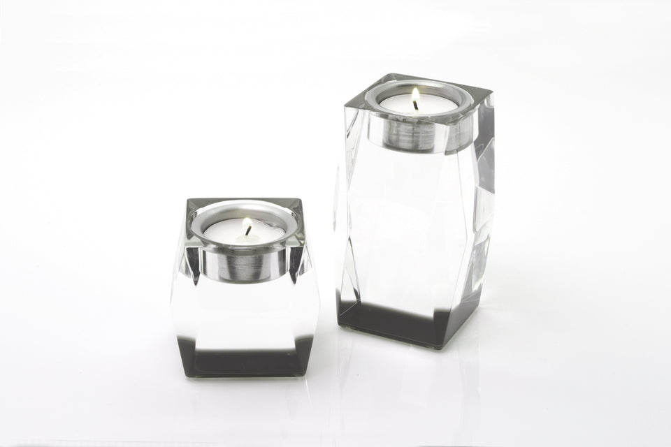 Alexandra Von Furstenberg Acrylic Lucite Votive Tea Light Candelholders in slate grey.