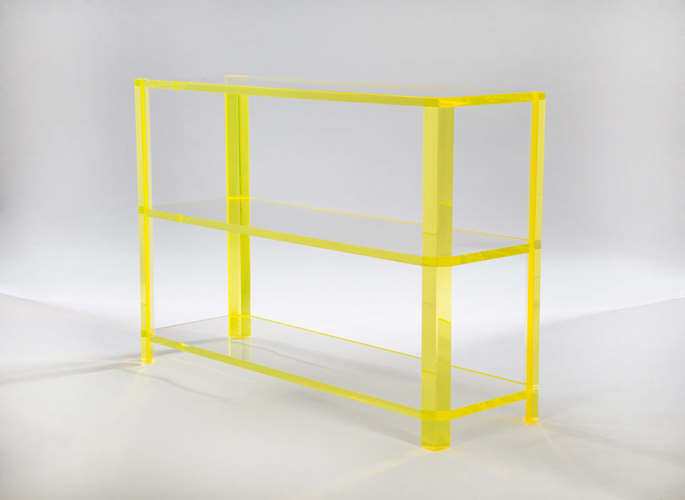 Alexandra Von Furstenberg yellow acrylic console table office furniture