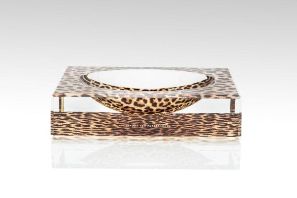 Alexandra Von Furstenberg Acrylic Luxury Custom Candy bowl dish in Leopard Print
