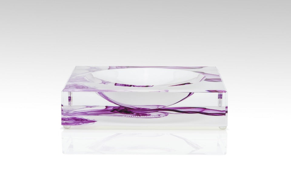 Alexandra Von Furstenberg Acrylic Luxury Custom Candy bowl dish in magenta smoke print