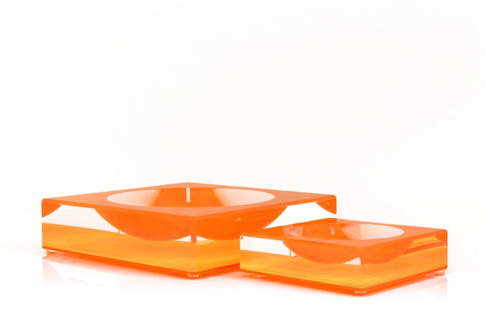 Alexandra Von Furstenberg Acrylic Luxury Custom Candy bowl dish in orange