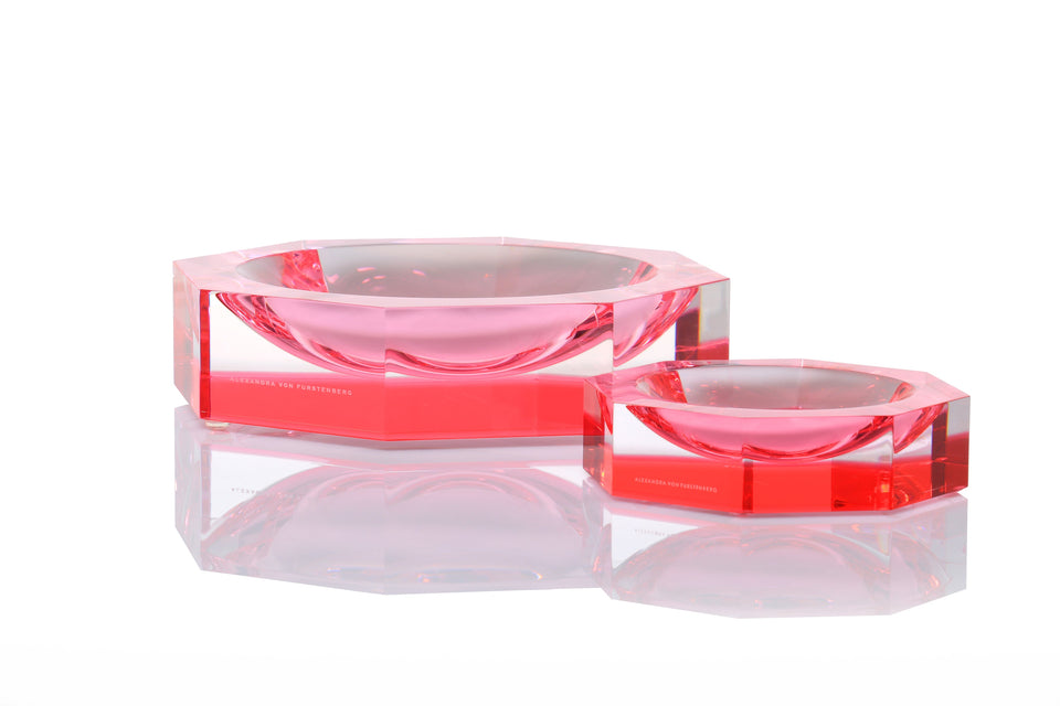AVF Acrylic Rose Candy Nut Bowls in two sizes next to each other home decor