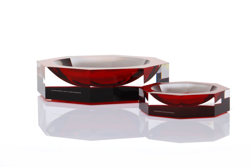 AVF Acrylic Ruby Candy Nut Bowls in two sizes next to each other home decor