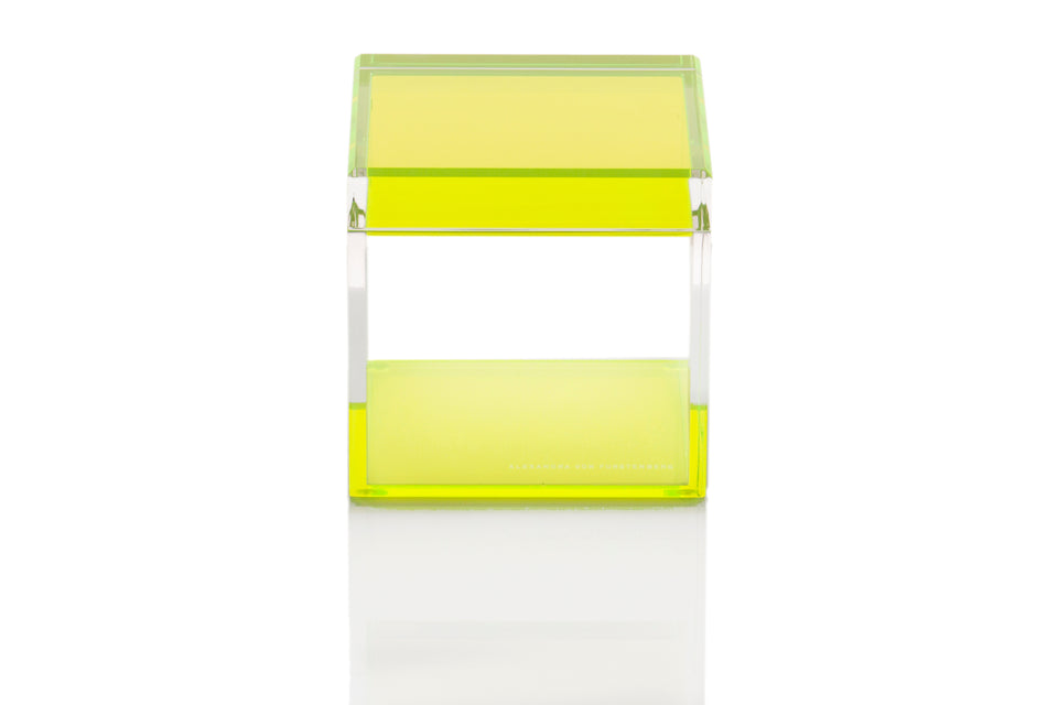 Alexandra Von Furstenberg acrylic cube treasure box in green for desktop storage holder