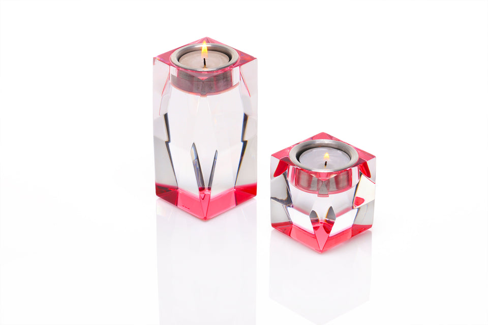 Alexandra Von Furstenberg Acrylic Lucite Votive Tea Light Candleholders in Rose