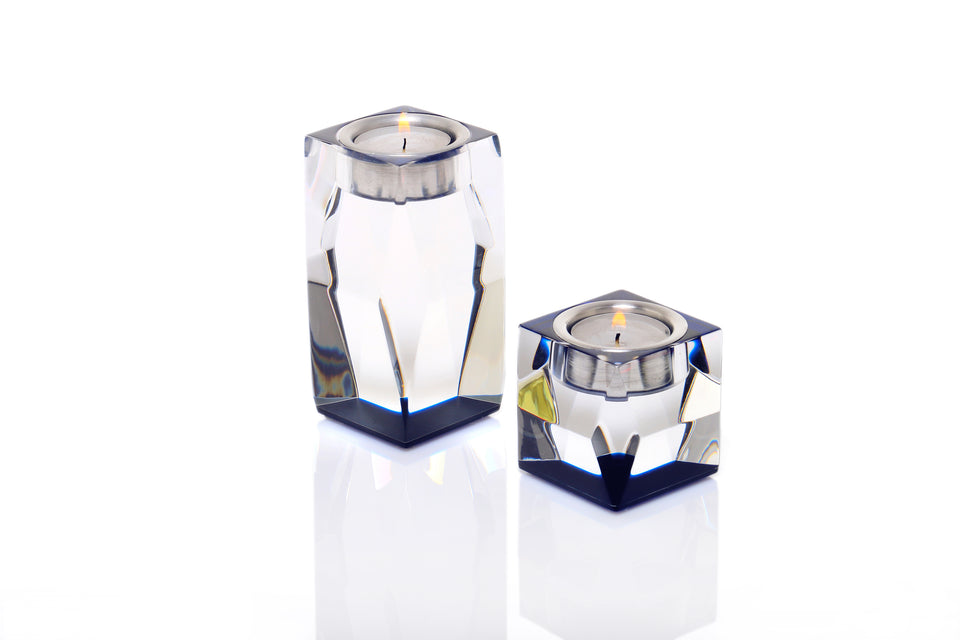 Alexandra Von Furstenberg Acrylic Lucite Votive Tea Light Candleholders in Sapphire blue
