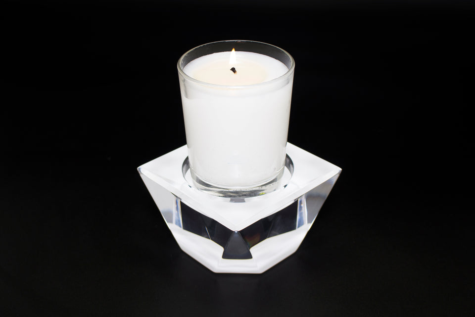 Alexandra Von Furstenberg Acrylic Lucite Votive Tea Light Candle pedestal in white