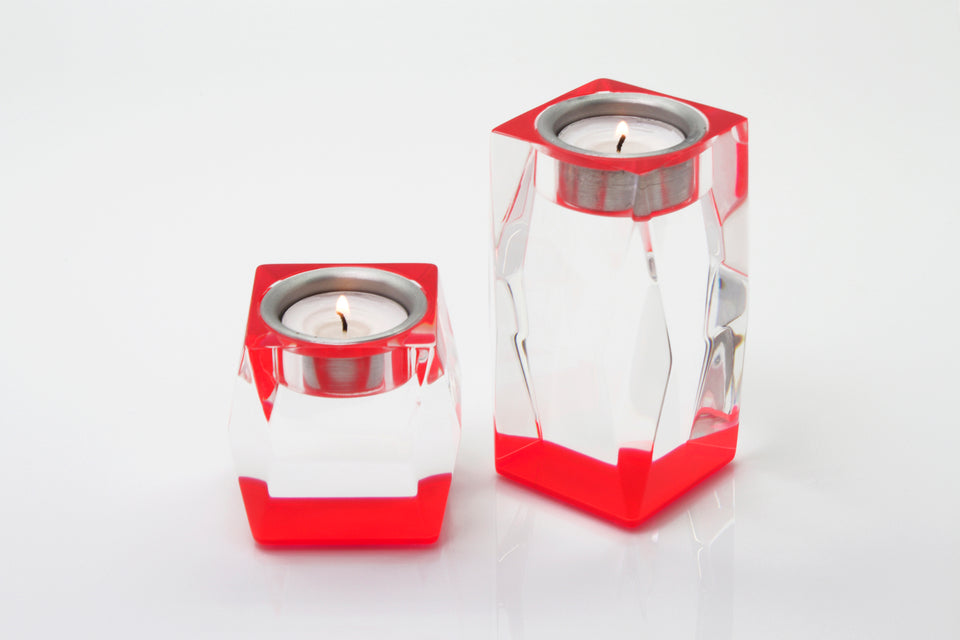 Alexandra Von Furstenberg Acrylic Lucite Votive Tea Light Candleholders in Red