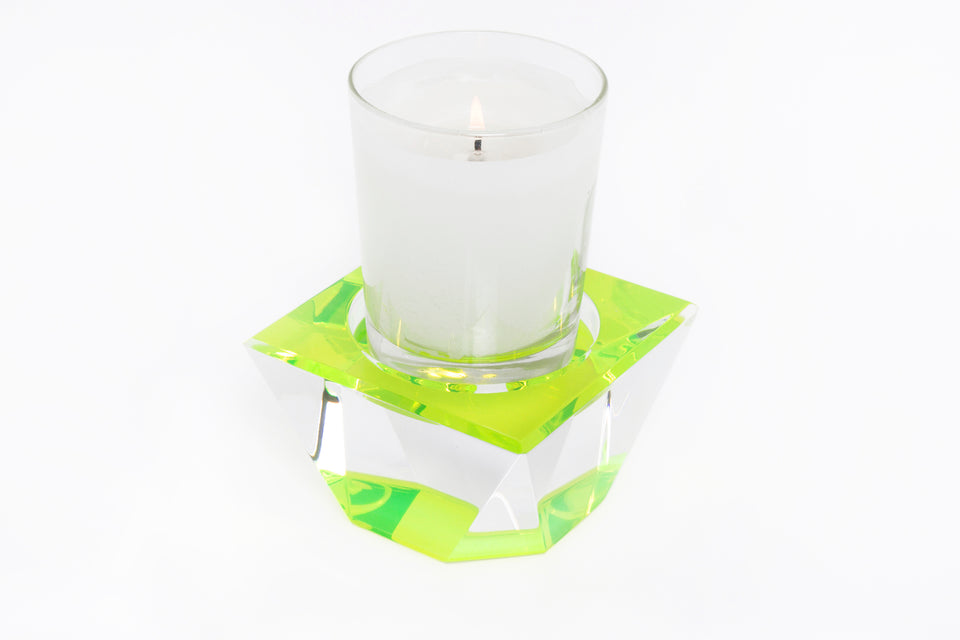 Alexandra Von Furstenberg Acrylic Lucite Votive Tea Light Candle pedestal in green