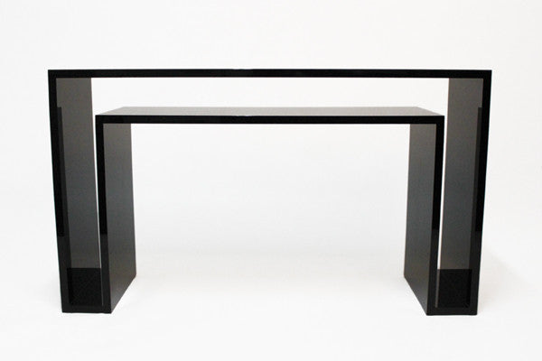 Alexandra Von Furstenberg Opaque Black Acrylic Console table desk luxury Lucite modern furniture