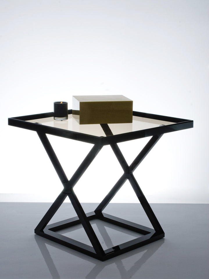 Alexandra Von Furstenberg acrylic lucite x cross side table furniture