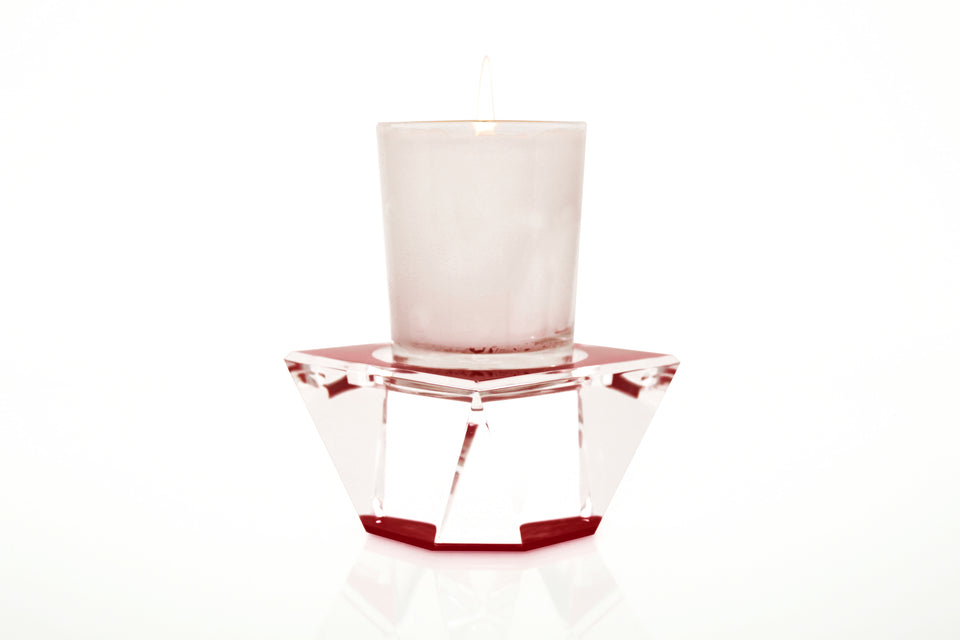 Alexandra Von Furstenberg Acrylic Lucite Votive Tea Light Candle pedestal in Ruby